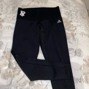 Black 3/4 length Adidas leggings with RI logo